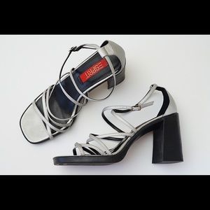 ESPRIT *8.5* Y2K buckle strap chunky heel